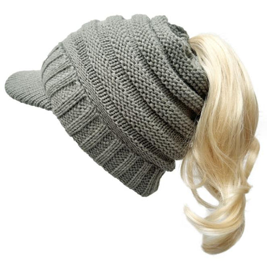 Acrylic Knitted Beanie Hat For Women Outdoor Winter Sport High Bun Visor Ponytail Beanies Hats The Comfort Theory