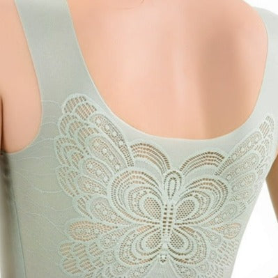Ultimate Bralette with Removable Cups and Butterfly pattern on the back in Yellow The Comfort Theory
