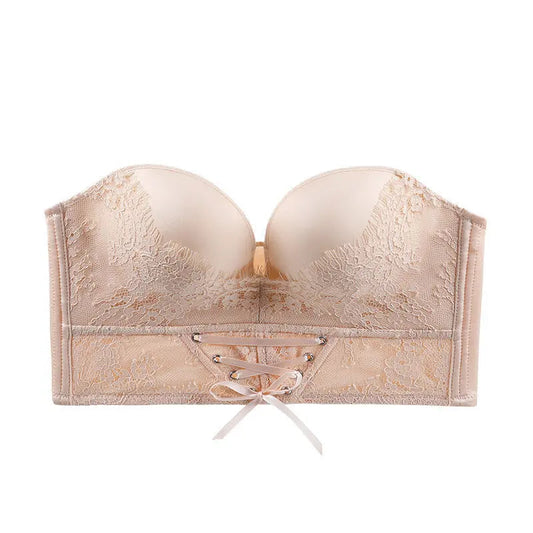 Corset type multipurpose bralette with detachable straps in Champagne The Comfort Theory